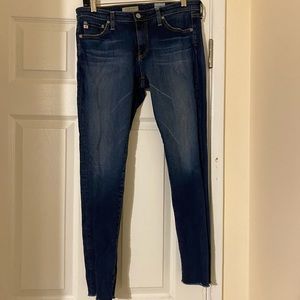 AG super skinny ankle jeans raw edge